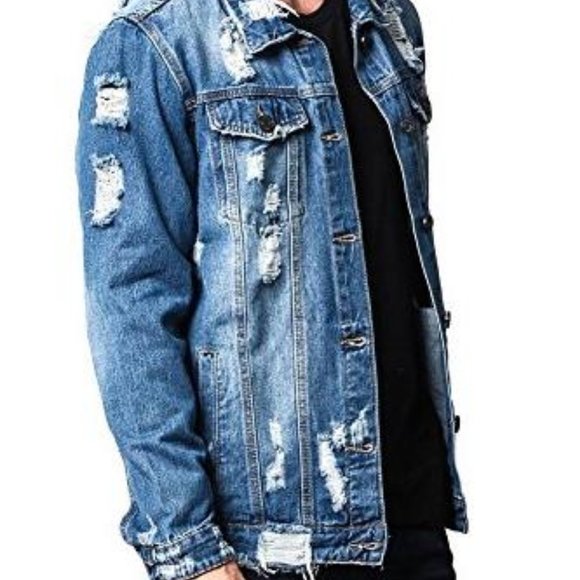 *SOLD* Victorious Indigo Distressed Trucker Jacket - Picture 3 of 5